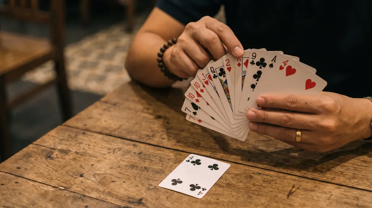 Người chơi cân nhắc ăn lá bài đối thủ vừa đánh trong Phỏm